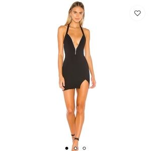 Revolve zipper black mini dress